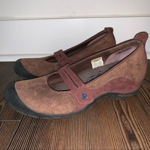 Women’s 9.5 MERRELL PLAZA BANDEAU Suede Mary Jane Shoes EC
